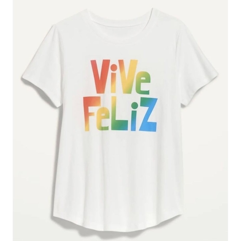Old Navy NWT Every Wear Matching Graphic Vive Feliz TShirt XXL Tall